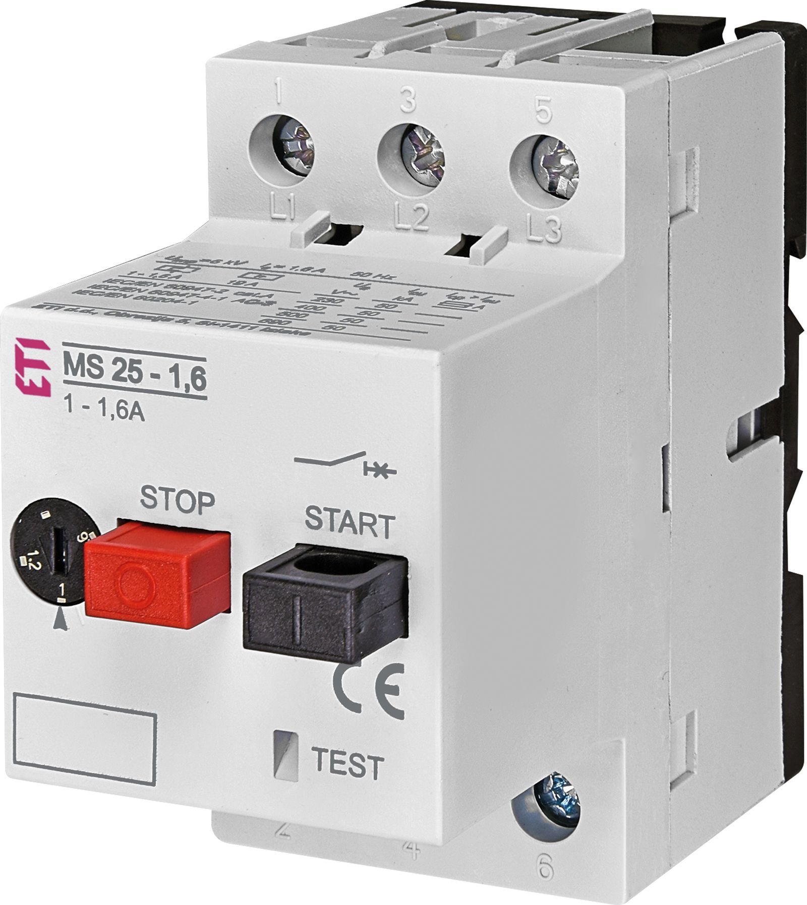 Motorschutzschalter 3p 1-1,6A 400-690V Einb Festeinbau IP20 thermomagnetisch
