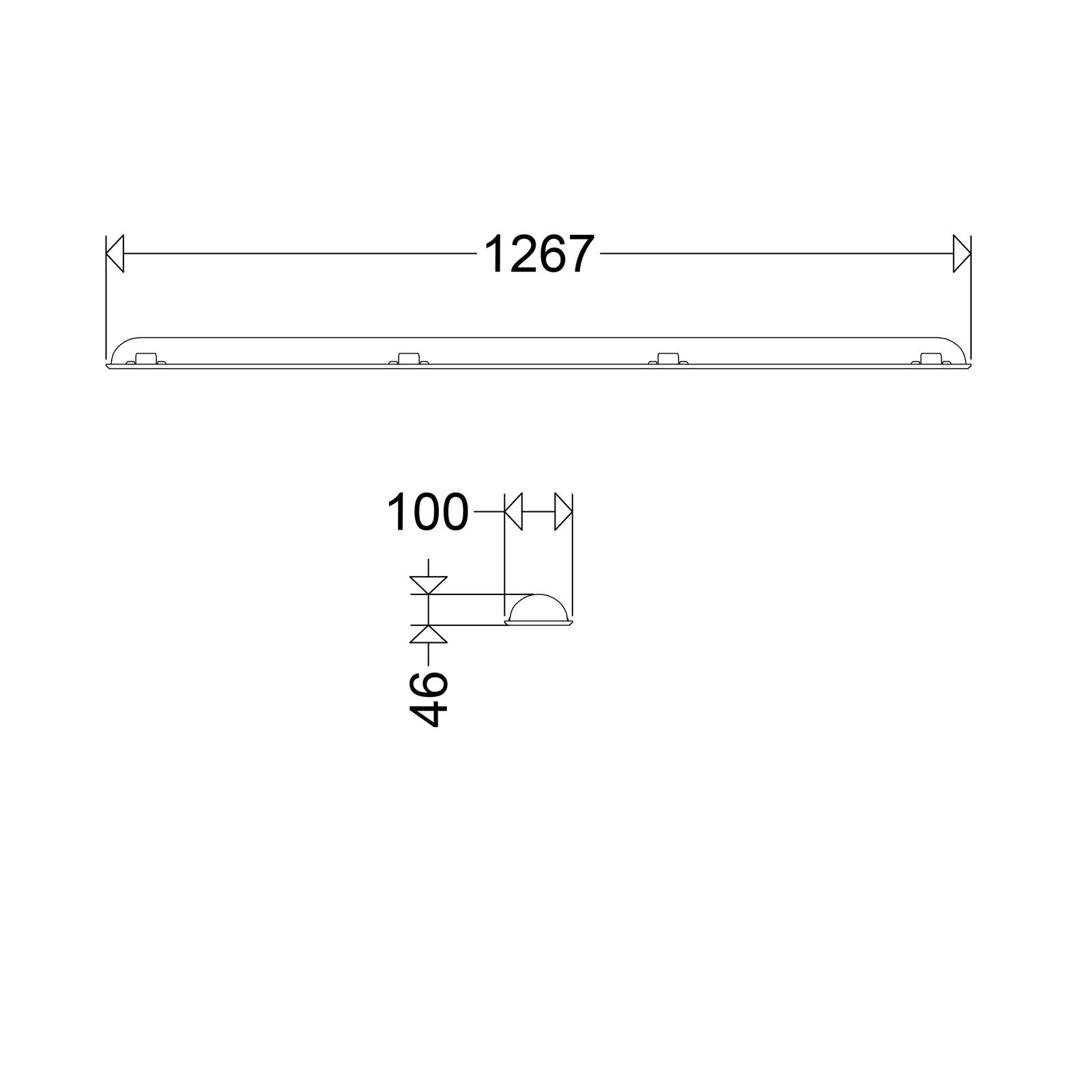 Ersatzglas LUXANO sym direkt Kst 1267x100x46mm