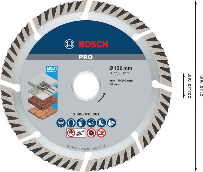 Diamant-Trennscheibe 150x10mm f.Beton f.Backstein Geeignet für bewehrten Beton
