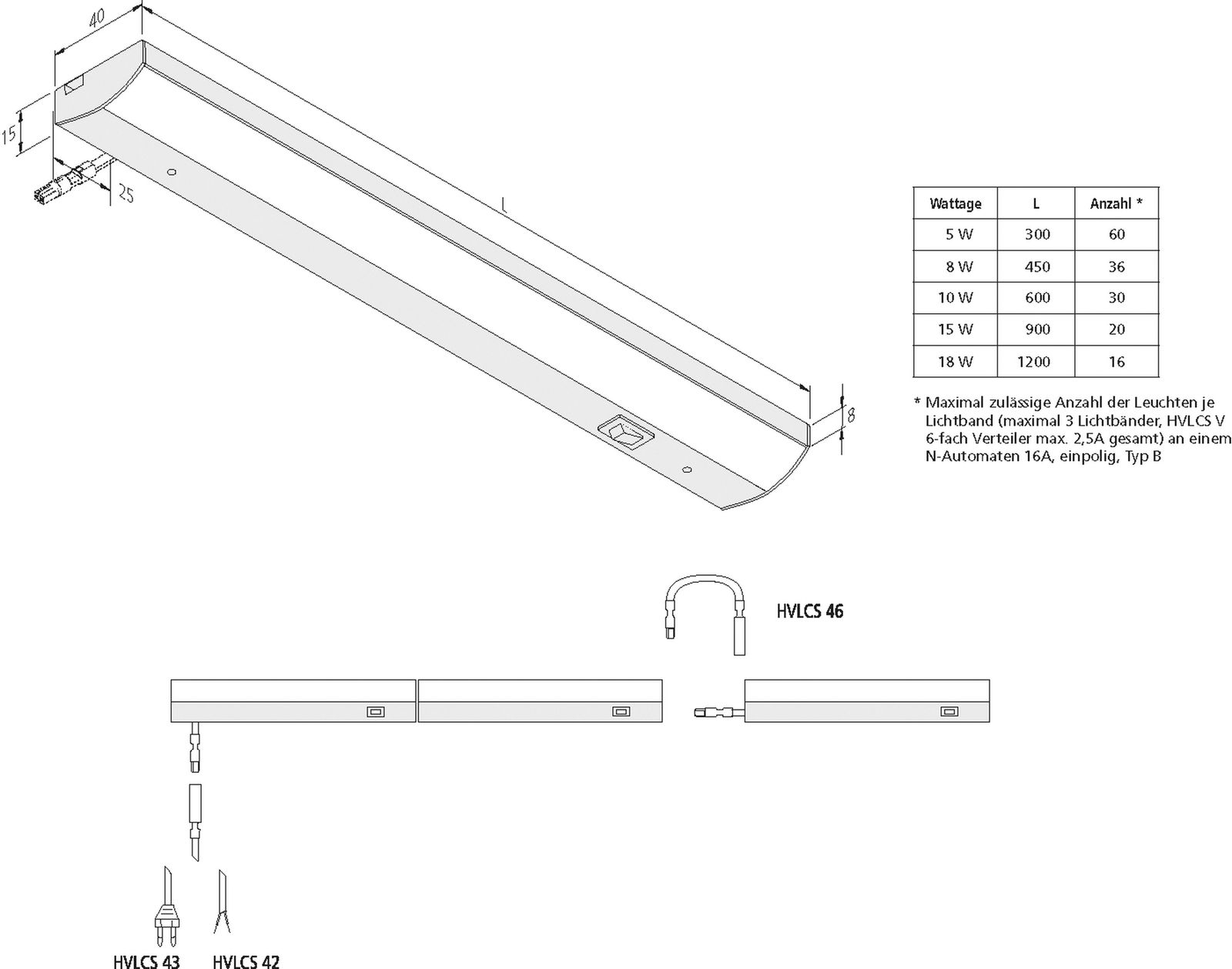 LED-Möbelleuchte 18W 3000K 1899lm alu IP20 1200x40x15mm