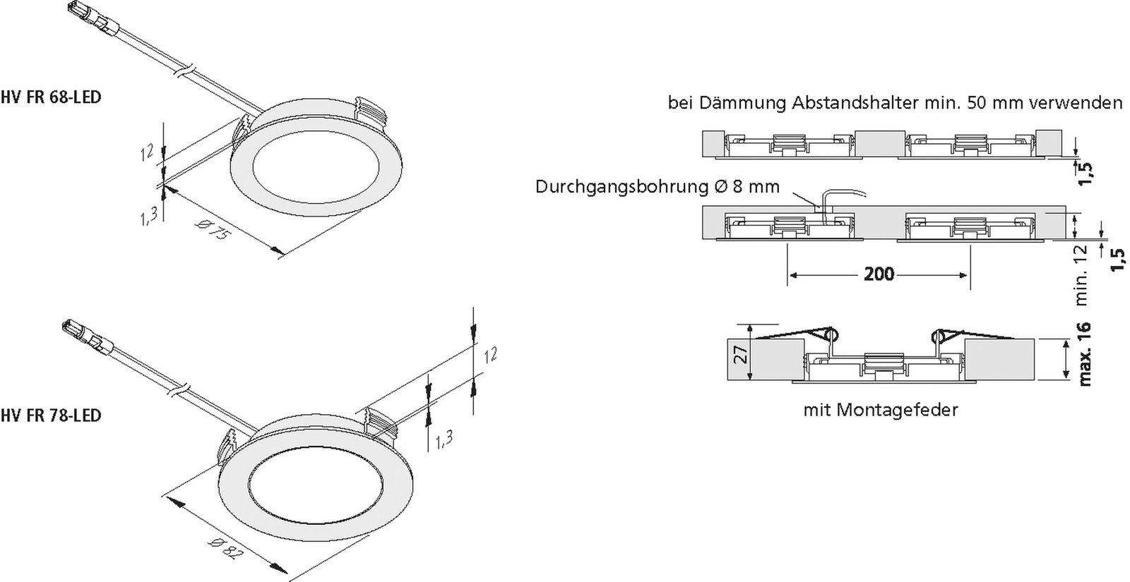 Netzanschlussleitung 2m 2x0,75qmm 2,5A ws IP20 Euro-Stecker (CEE 7/16) 70°C