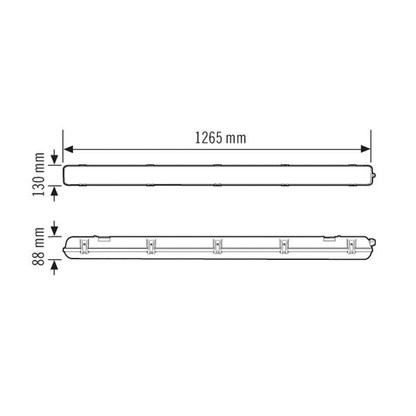 LED-Feuchtraumleuchte OLIVIA 39W 4100K 3750lm gr Konv IP65 1265x130x88mm