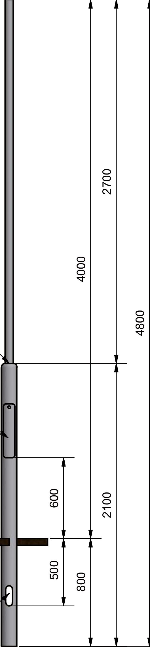 Lichtmast 4m zylindr abgesetzt Ø60mm ST vz