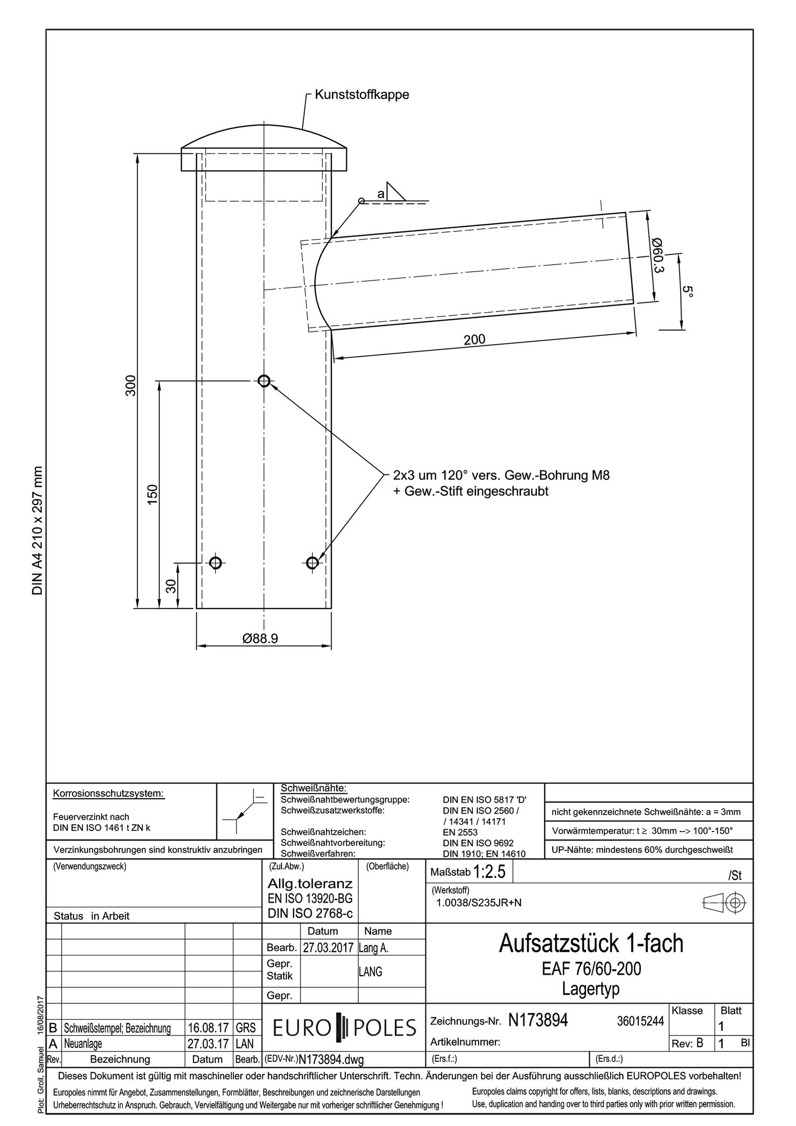 Aufsatzstück 76mm 60mm 1f ST Zubehör