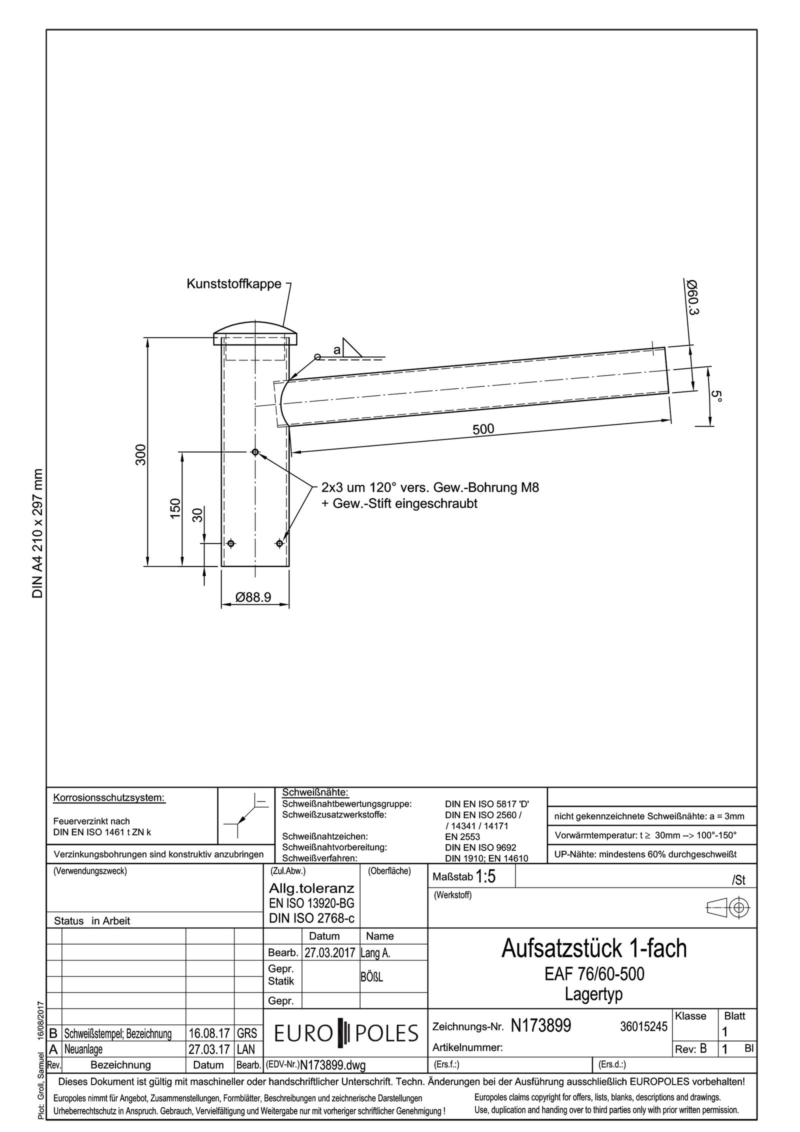 Aufsatzstück 76mm 60mm 1f ST Zubehör
