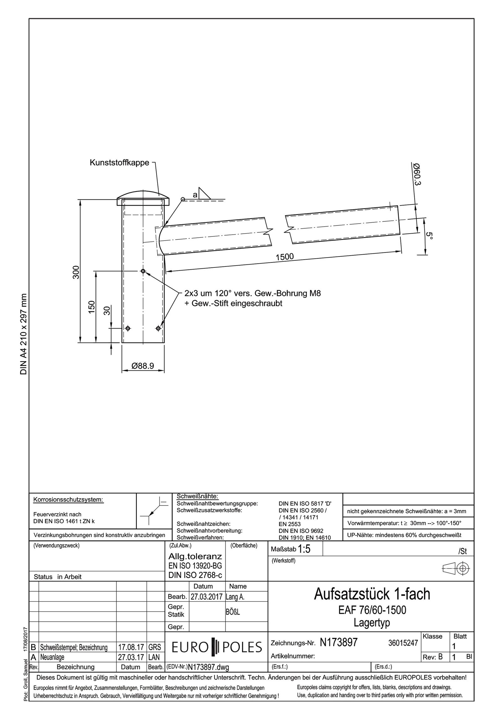 Aufsatzstück 76mm 60mm 1f ST Zubehör