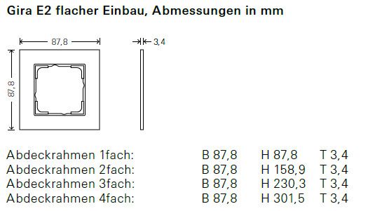Rahmen 2f ws glz E2 Metall Unterputzmontage