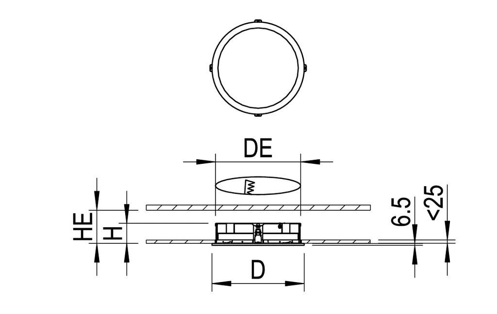 LED-Einbaustrahler 36W 4000K 3641lm Konv ws 1LED ST IP20 gebürstet Ø/EB320mm