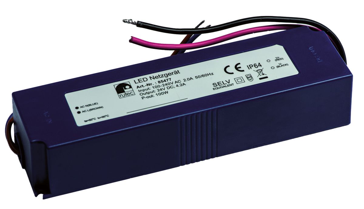 LED-Trafo 100W 4160mA 24V IP64 Kstgeh stat 187,5x52x37mm