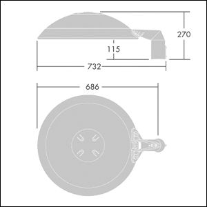 LED-Aufsatzleuchte 79W Thor 60mm 4000K 10572lm anth EVG Alu Gl_opal IP66 II