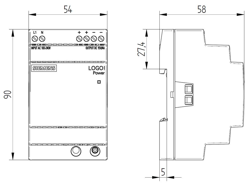 Gleichstromversorgung REG LOGO! 15V 60W 85-264VUC f.Reiheneinb 110-300VAC/DC 4A