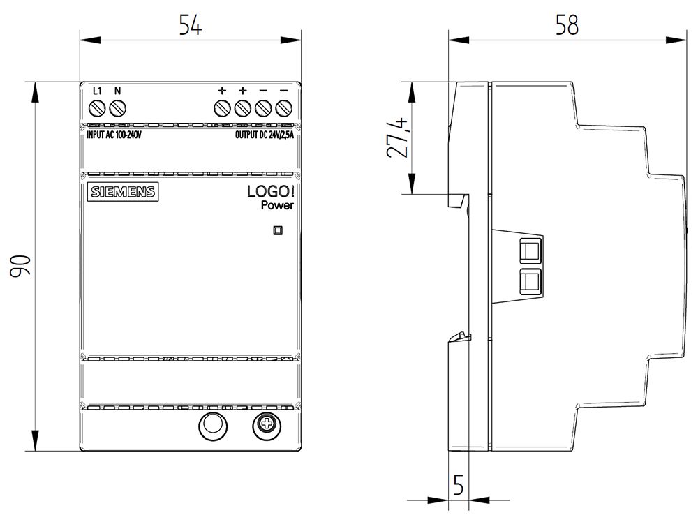 Gleichstromversorgung REG LOGO! 24V 60W 240VAC f.Reiheneinb 2,5A Kurzschlussf