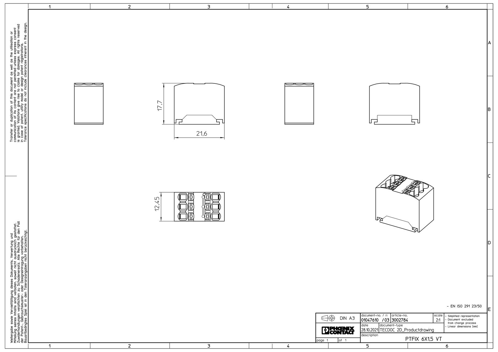 Verteilerblock 0,14-1,5qm 1Etage 6kl vi 17,5A Direktmont