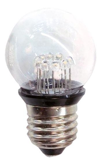 LED-Kugellampe E27 0,85W 2500K 24lm kl DC ws Ø45x70mm 220-240V