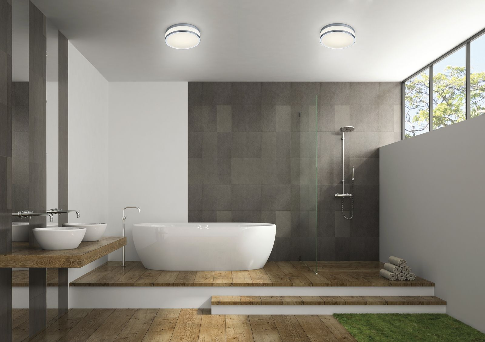 LED-Sensorleuchte ZELO 18W 2900K 1420lm chr Konv IP44 BWM Ø290x85mm