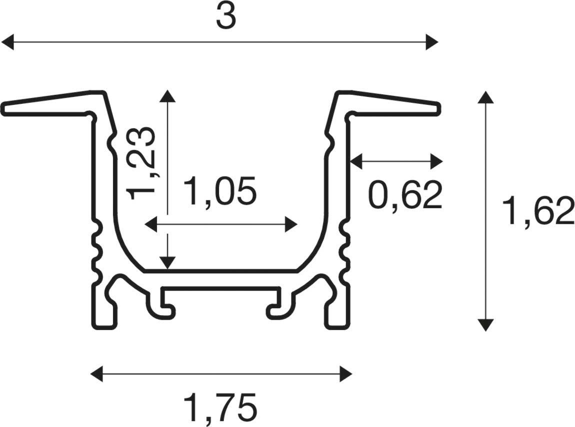 Einbauprofil ws mt Alu 2000x30x16,2mm