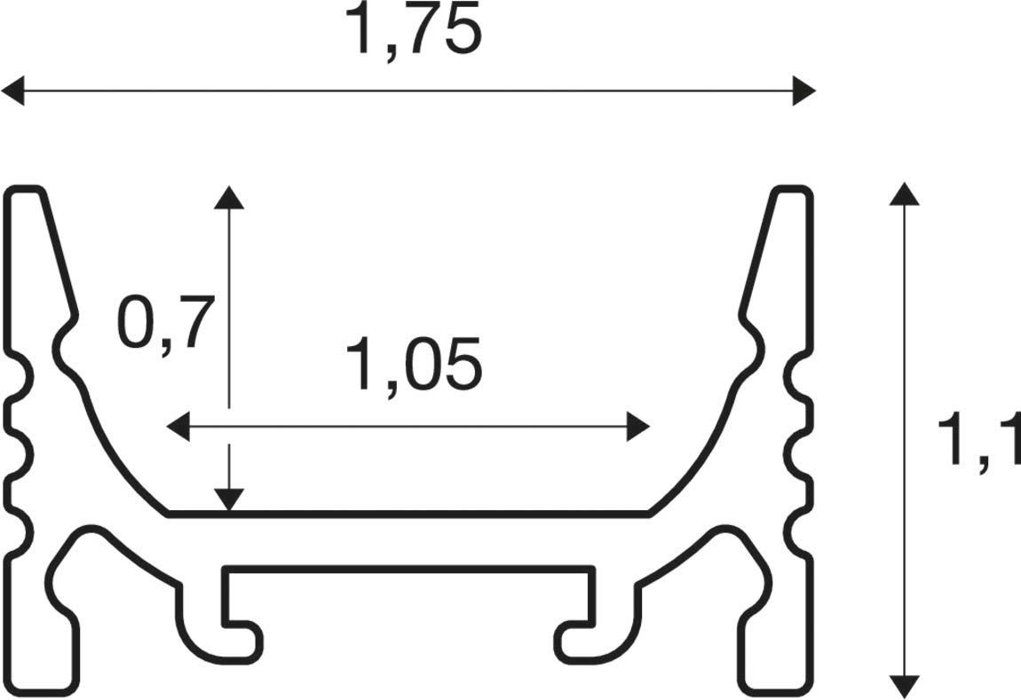 Aufbauprofil ws mt Alu 2000x17,5x11mm