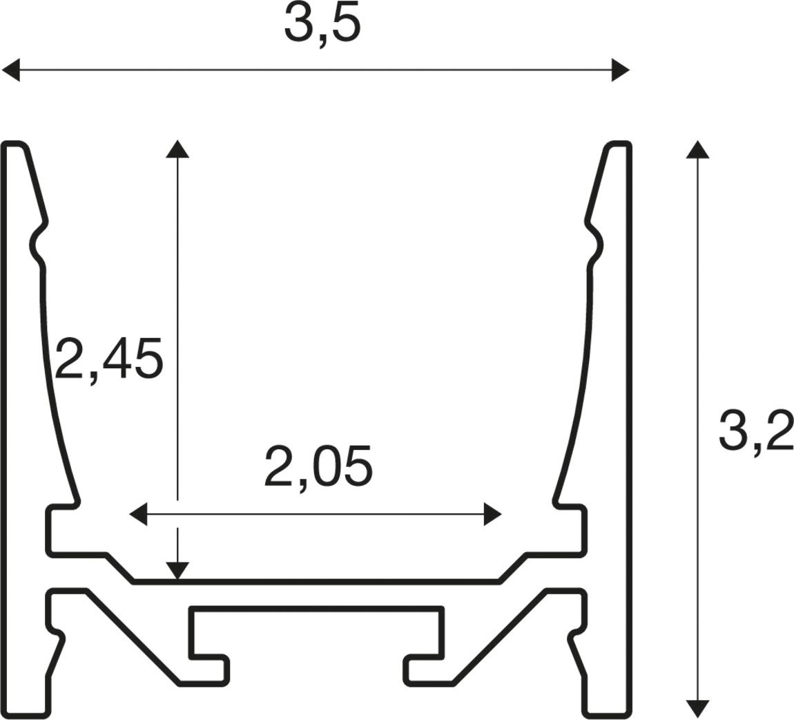 Aufbauprofil ws Alu 3000x35x32mm