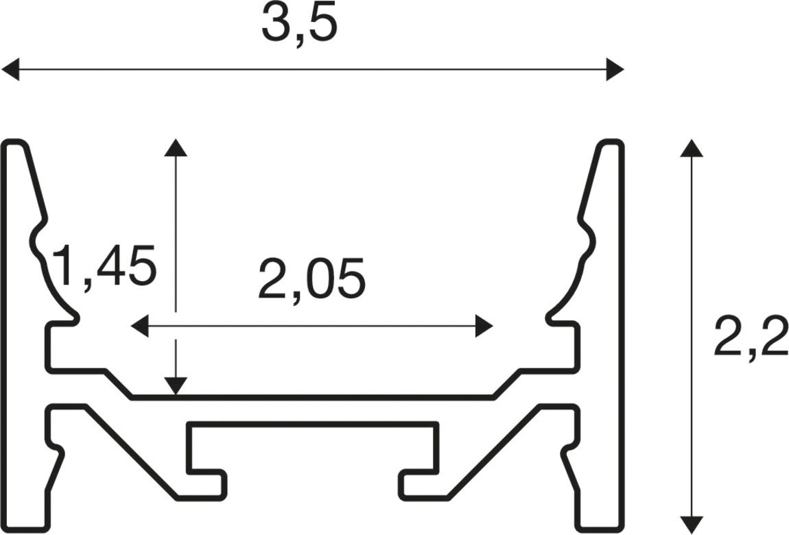 Aufbauprofil ws Alu 3000x35x22mm