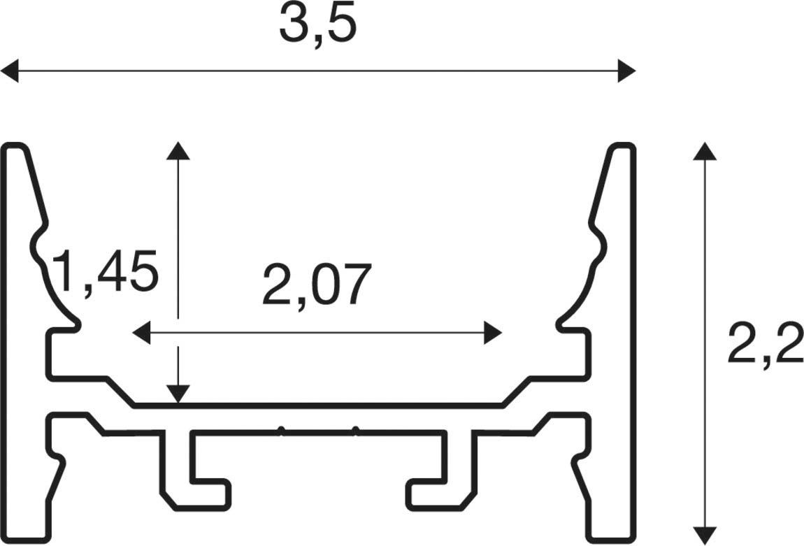 Aufbauprofil sw Alu 3000x35x22mm