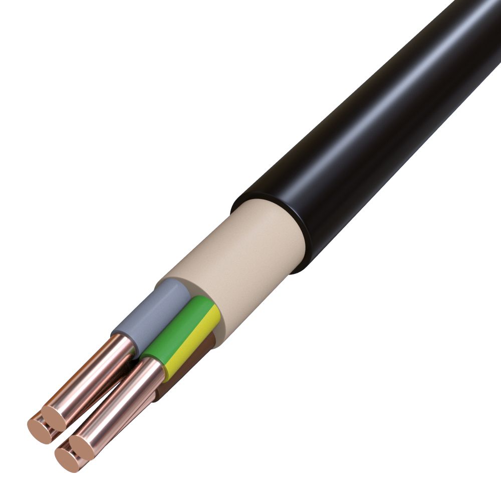 Starkstromkabel hfr Cca N2XH-J 4x6qmm RE TRS Halogenfrei nach EN IEC 60754-3 sw