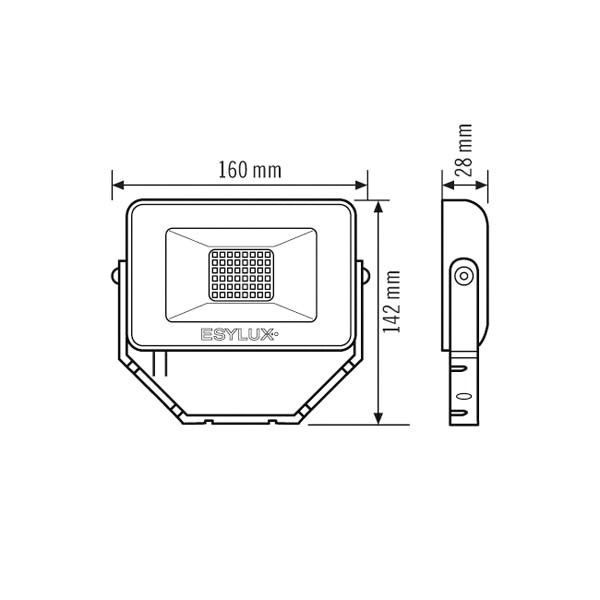 LED-Anbaustrahler 10W OFL/AFL BASIC Konv 3000K 1LED 1050lm Alu IP65 ws mt RF:matt
