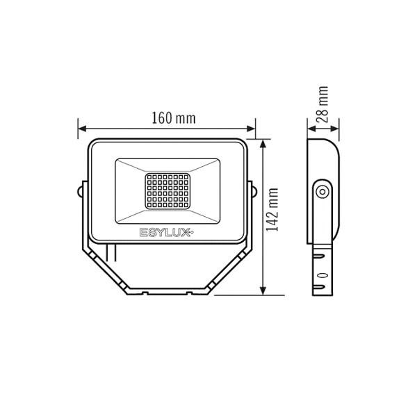 LED-Anbaustrahler 10W OFL/AFL BASIC Konv 3000K 1LED 1050lm Alu IP65 sw mt RF:matt