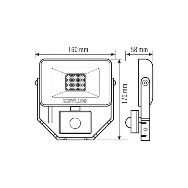 LED-Anbaustrahler 10W OFL/AFL BASIC Konv 3000K 1LED 1050lm Alu IP65 sw mt RF:matt