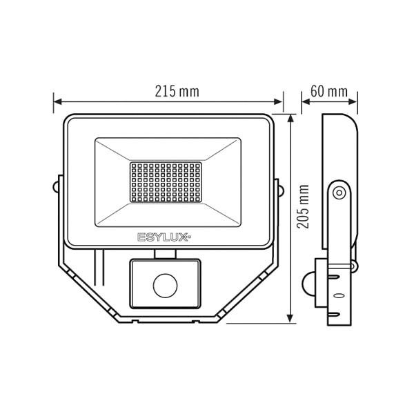 LED-Anbaustrahler 30W OFL/AFL BASIC Konv 3000K 1LED 3100lm Alu IP65 sw mt RF:matt