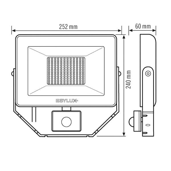 LED-Anbaustrahler 50W OFL/AFL BASIC Konv 3000K 1LED 5000lm Alu IP65 sw mt RF:matt