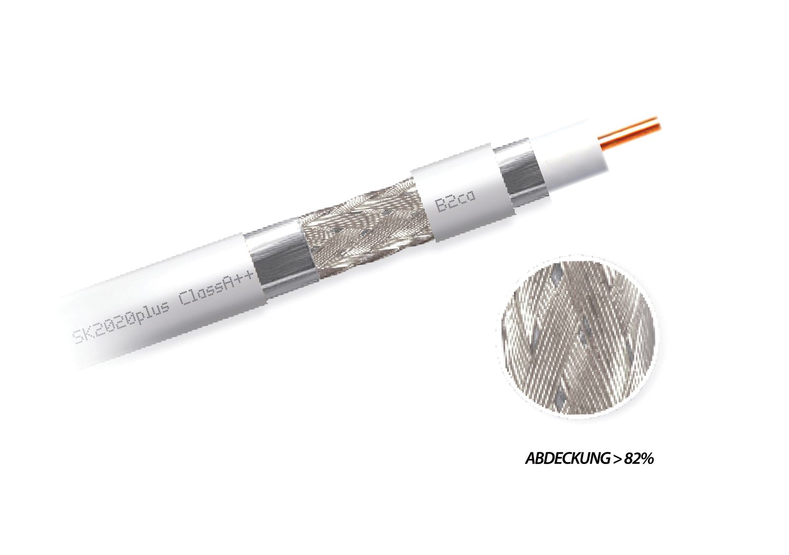 Koaxialkabel 75Ohm ws B2c SP250 Ø6,9mm B2ca s1a d1 a1 Geflecht