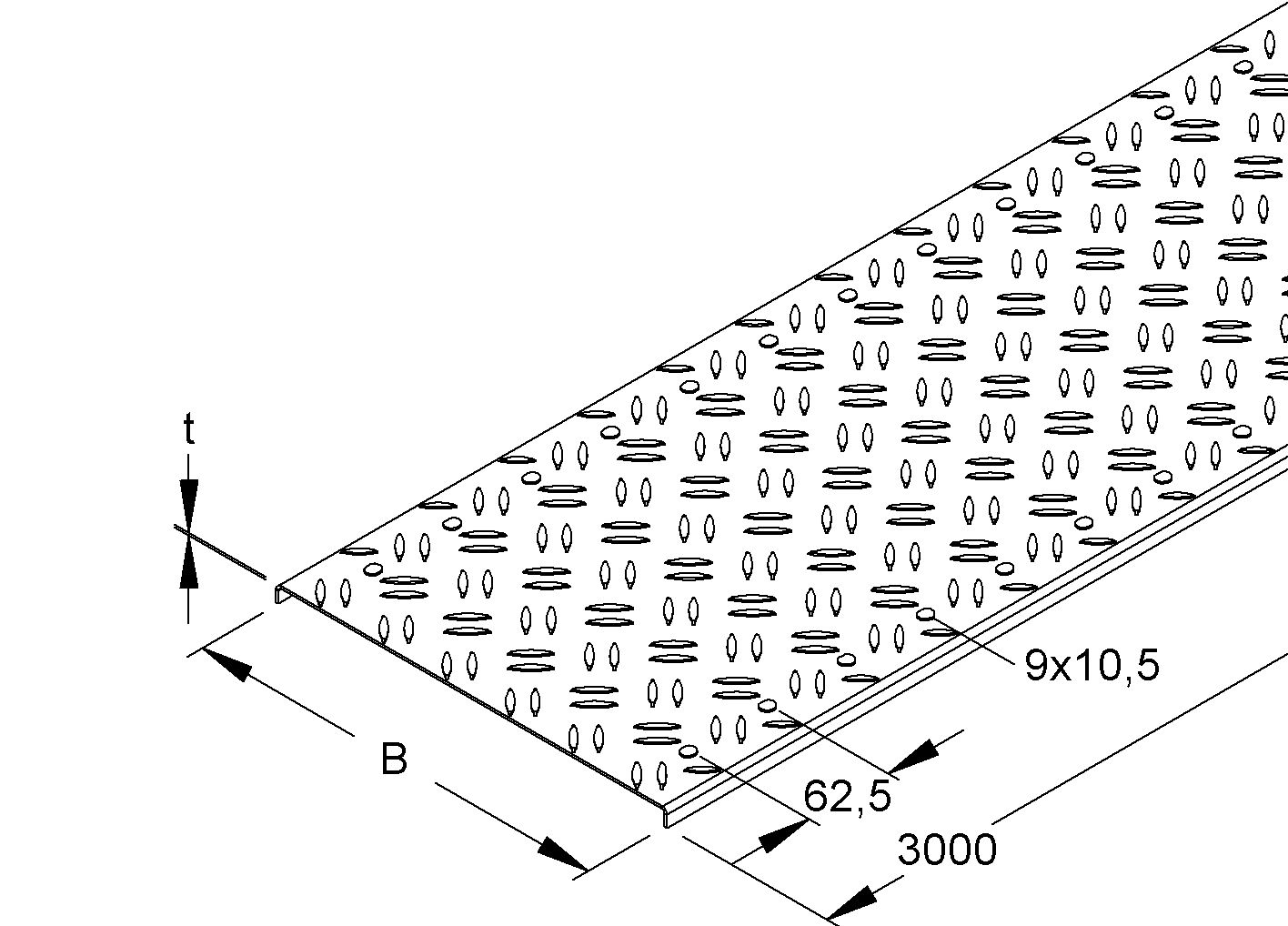 Deckel Drehriegel 205x3000mm f.Kabelrinne