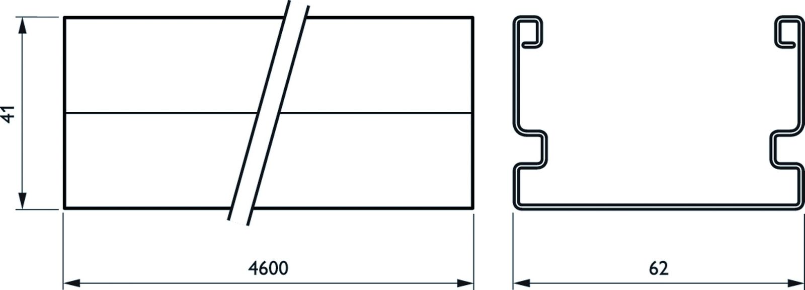 Tragschiene Lichtband 1-l Maxos fusion IP20 sw 1-längig L=4551mm