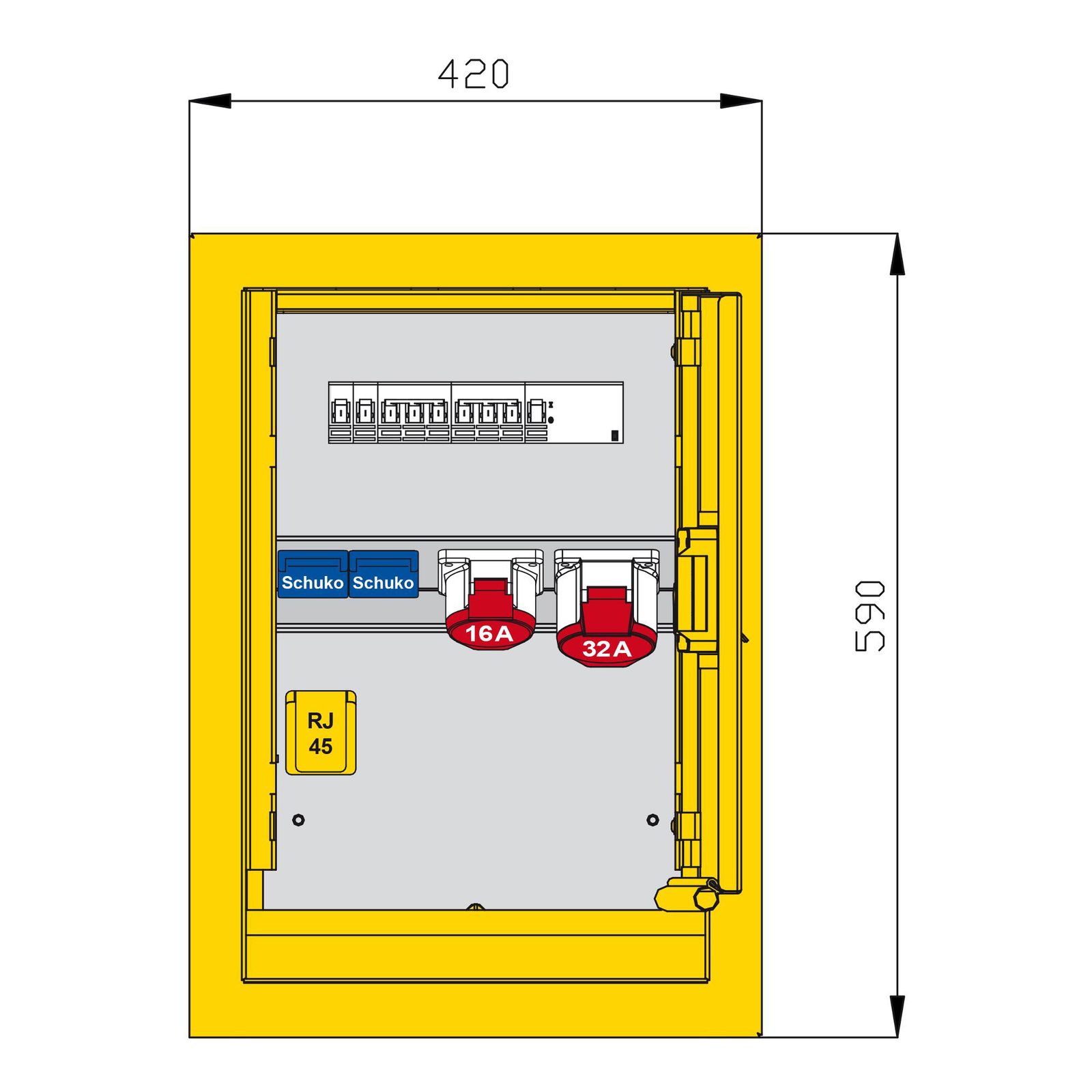 Baustromverteiler 44kVA 1CEE16A IP44 2Steckdose Verteiler