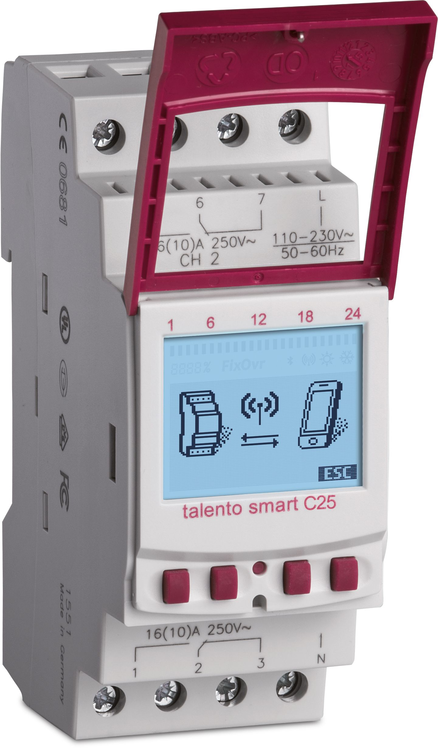 Schaltuhr digi 10,8-26,4V 2kan 70080h 2TE BT REG Bluetooth 24 h Programm