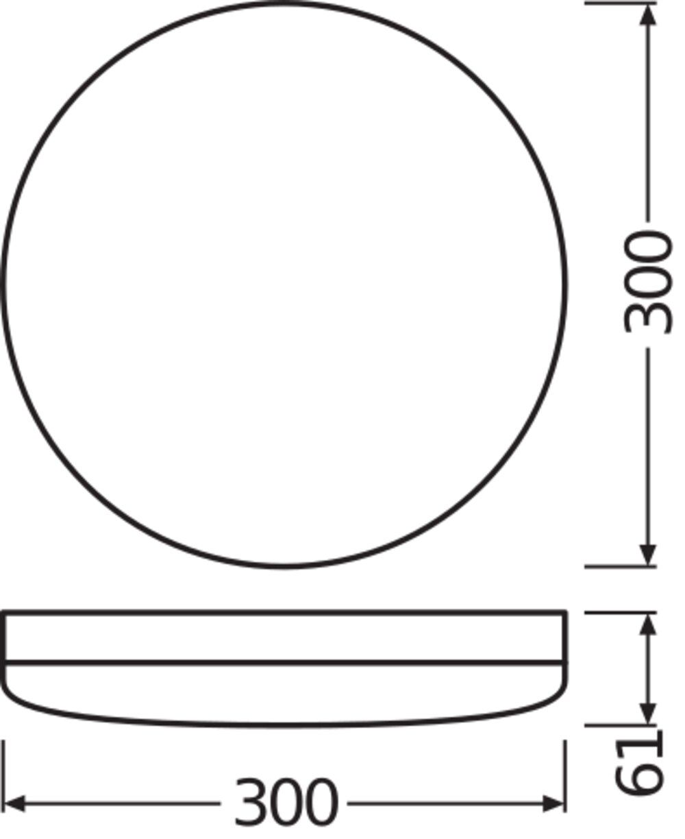 LED-Kunststoffleuchte 24W 3000K 1800lm ws Konv IP65 Ø300x61mm