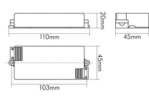 LED-Trafo 12W 350mA 35V IP20 dim Kstgeh Dimmung Phasenabschnitt dyn 110x45x20mm