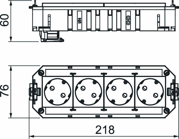 Gerätebecher bestückt 2x2f 218mm 2,5mm