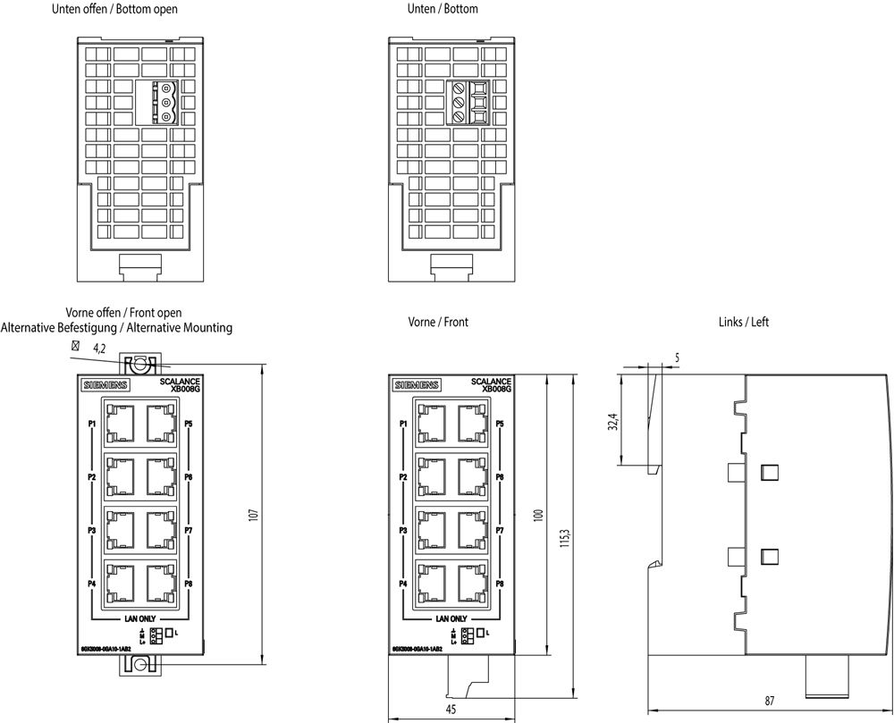 Switch Hutschiene 8x10/100/1000Mbps Layer2