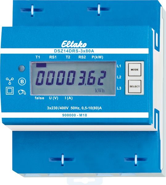 Drehstromzähler Vierleit elektr digi 80A geeicht B 10A RS-485 230V/N-L 400V/L-L