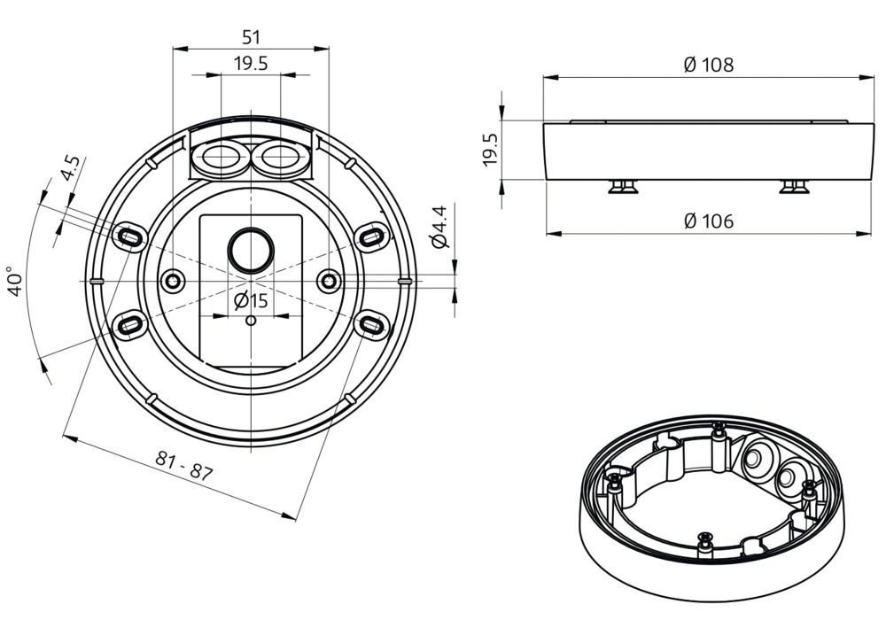 Aufputzgehäuse ws mt Zubehör