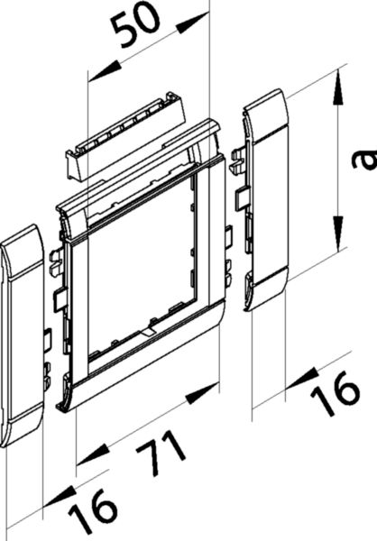 Geräteblende GEB-K 1f 80mm Kst lgr hfr BSF Mit Beschriftungsfeld