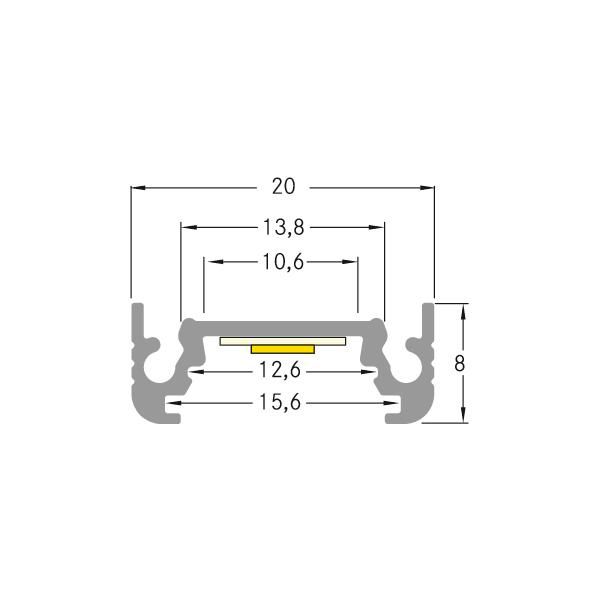 Anbauprofil alu Alu 2000x20x8mm