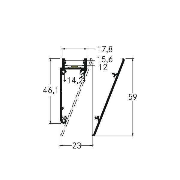 Wandprofil si Alu 2000x17,8x55mm