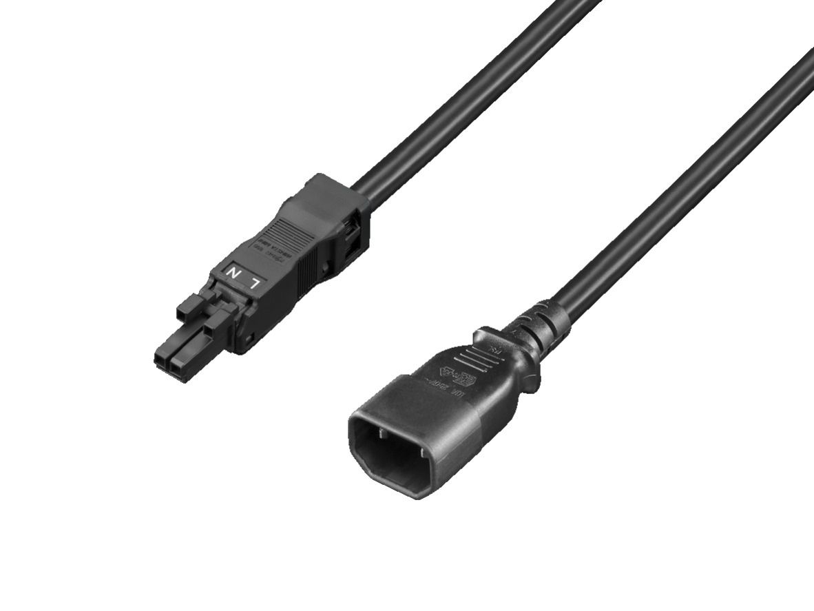 Netzanschlussleitung 2m sw Gerätestecker (IEC 60320)