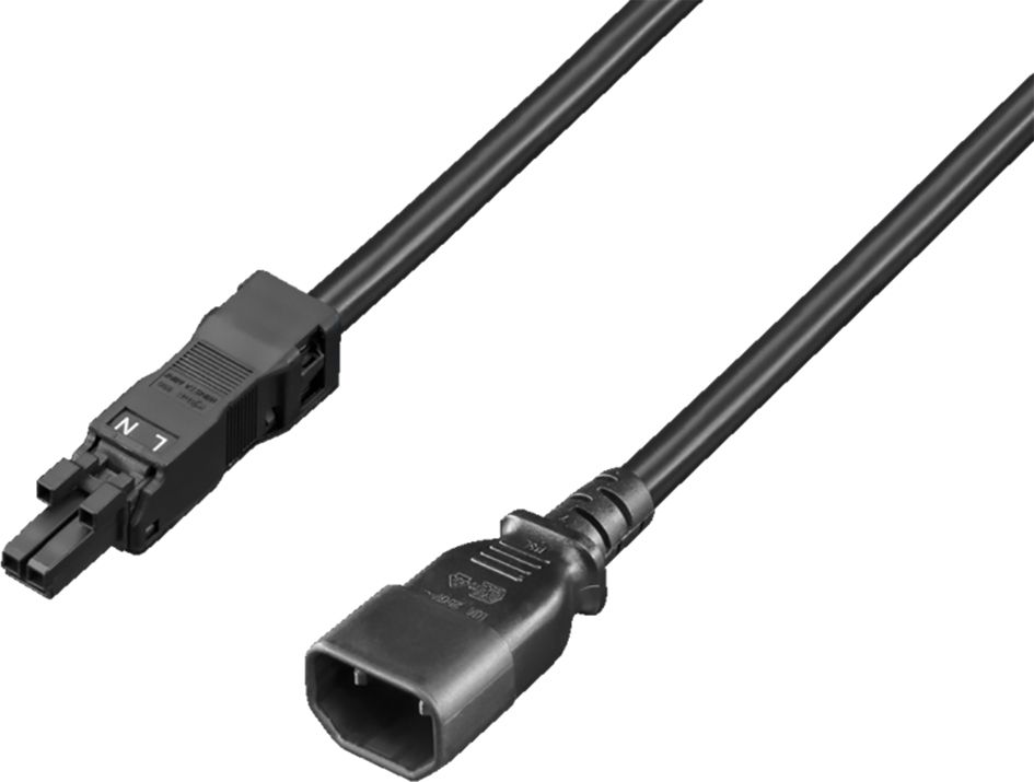 Netzanschlussleitung 2m sw Gerätestecker (IEC 60320)