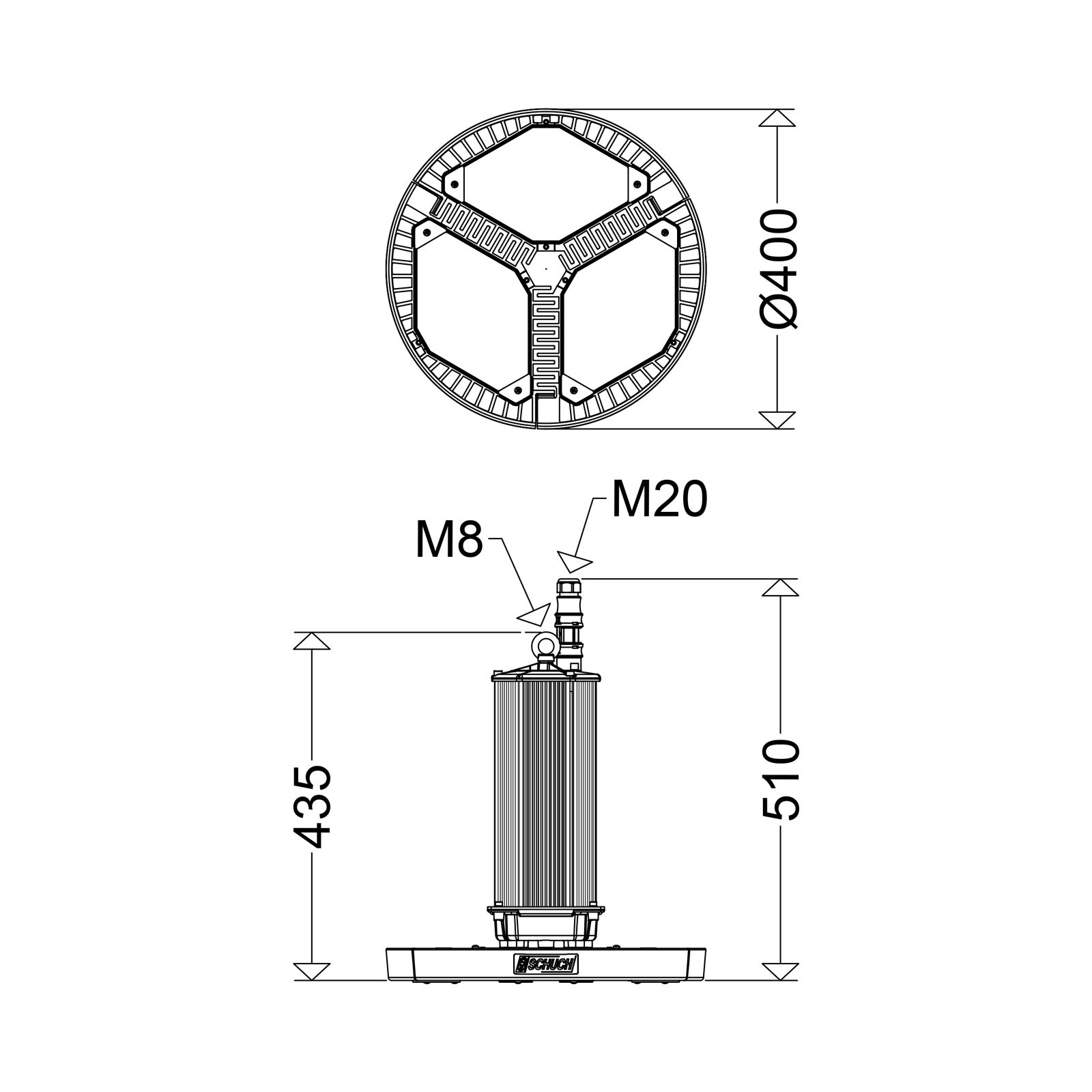 LED-Hallenleuchte 5000K TRIANO 198W sym 29500lm Konv IP65 Mit Schutzabdeckung