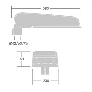 LED-Straßenleuchte 72W CiviTEQ Aufs/Ans 60mm 3000K 10246lm anth EVG Alu Gl_tr II