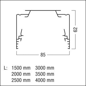 Tragschiene Lichtband 1-l TRINOS IP65 si 1-längig L=2000mm