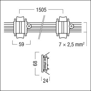 Durchgangsverdrahtung TRINOS mehrf 7x2,5qmm 35000mm